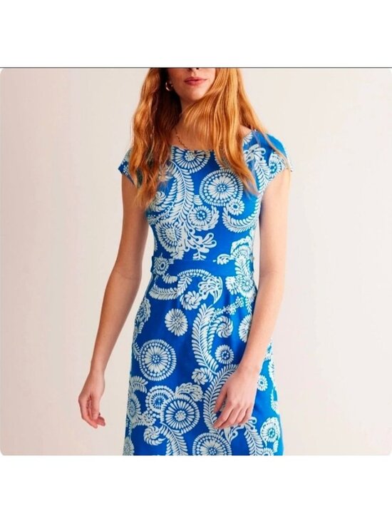 Boden Dresses & Skirts - Boden Florrie Short Sleeve Shirt Dress Indigo Blue & White Paisley Print Large 1